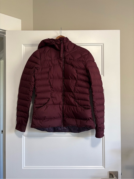 lululemon athletica Jackets & Blazers - LululemonFluffin Sweat Life Goose Down Plum Purple Hooded Jacket Coat Size 8